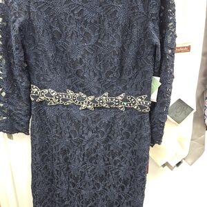 JCPenney Navy Lace Dress with Beaded Waist